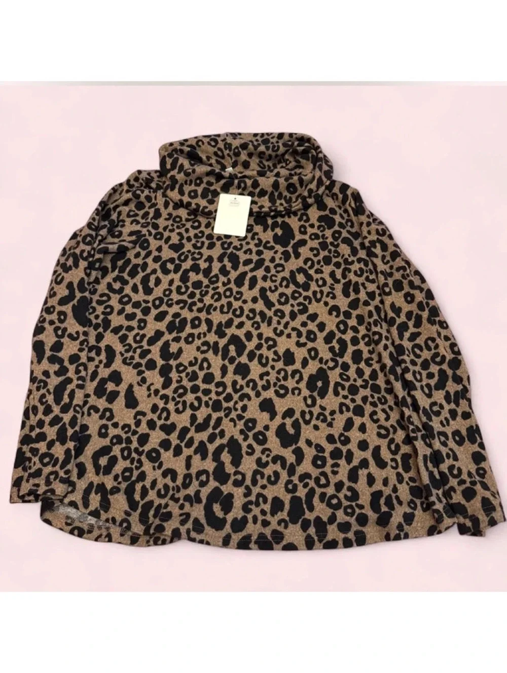 Leopard print turtleneck sweater